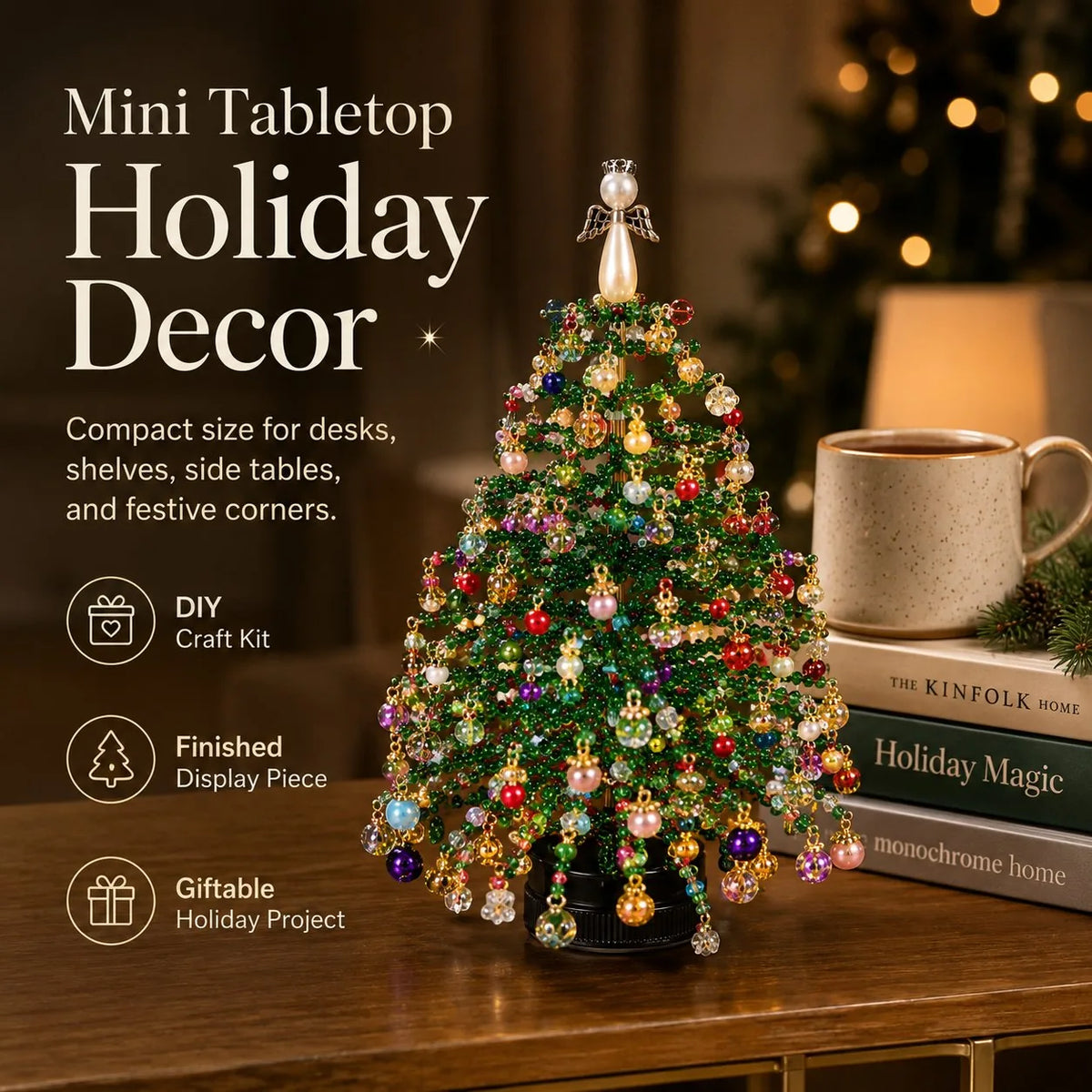 DIY Beaded Christmas Tree Kit Layered Colorful Beadwork