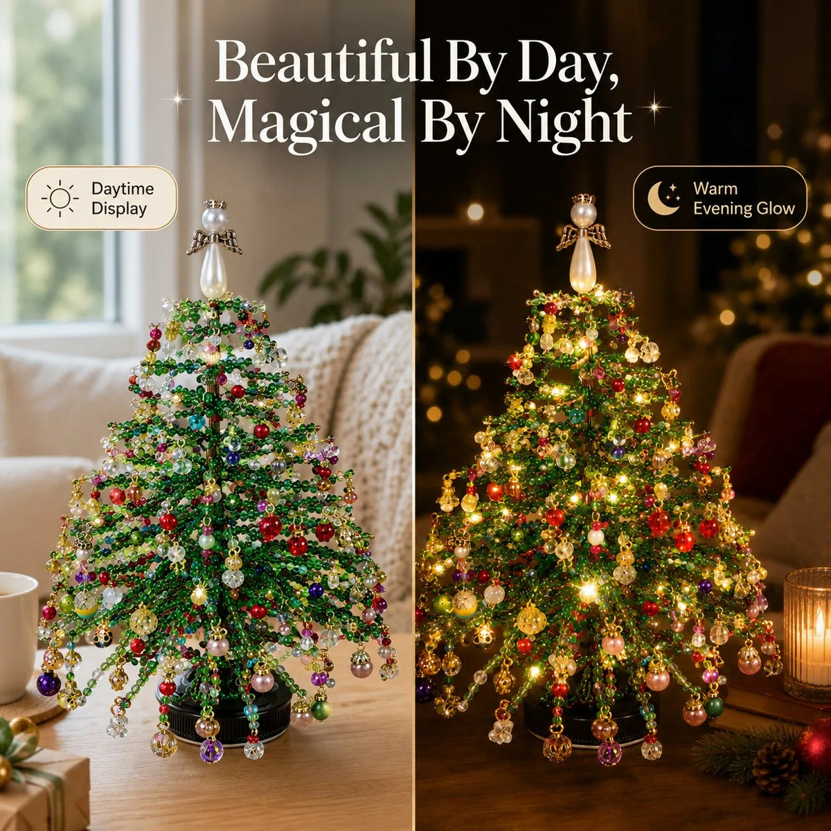 DIY Beaded Christmas Tree Kit Layered Colorful Beadwork