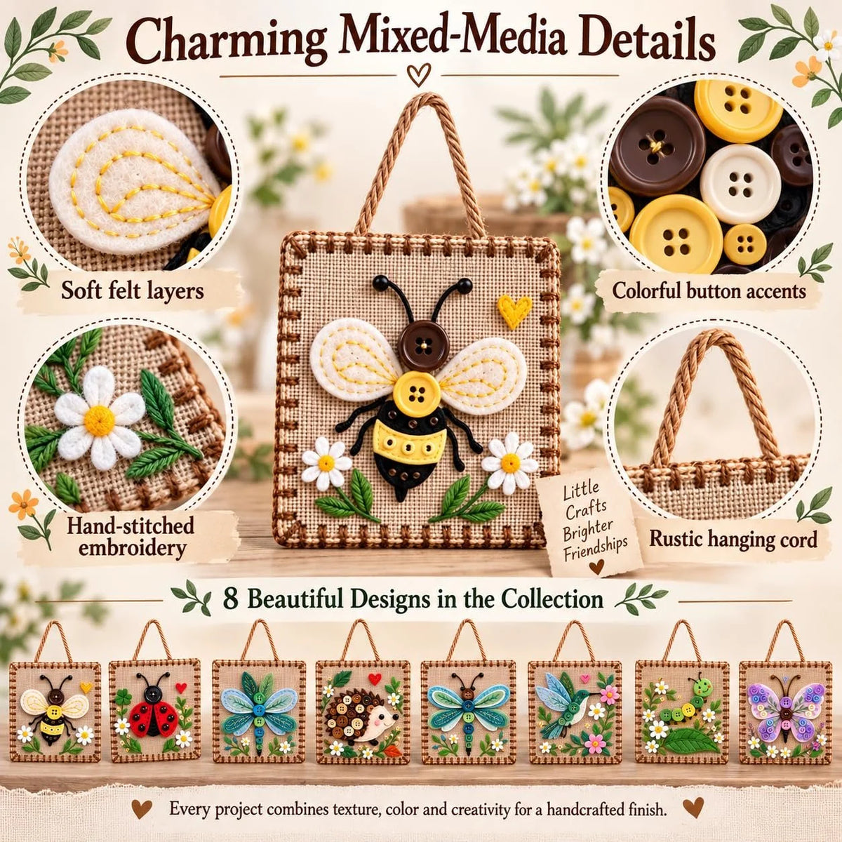 DIY Craft Kit Wildlife Embroidery Wall Hanging