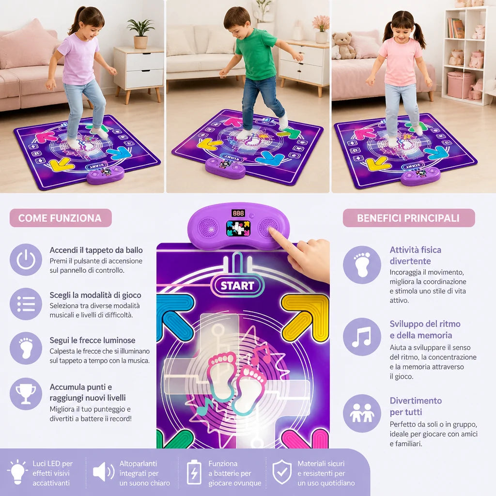 Dance Mat Interactive LED Lights & Music