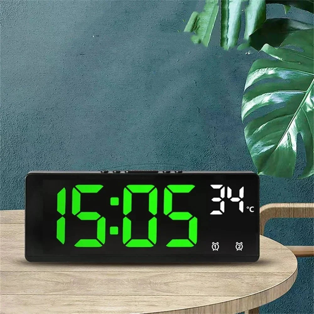 Digital Alarm Clock Clap-Activated Dual Alarms LED Mirror Display