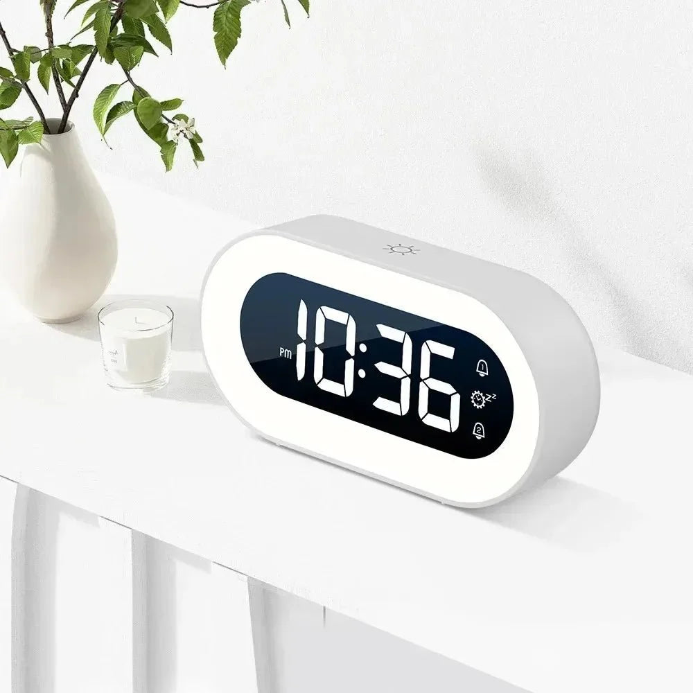 Digital Alarm Clock Dimmable Display Integrated Night Light