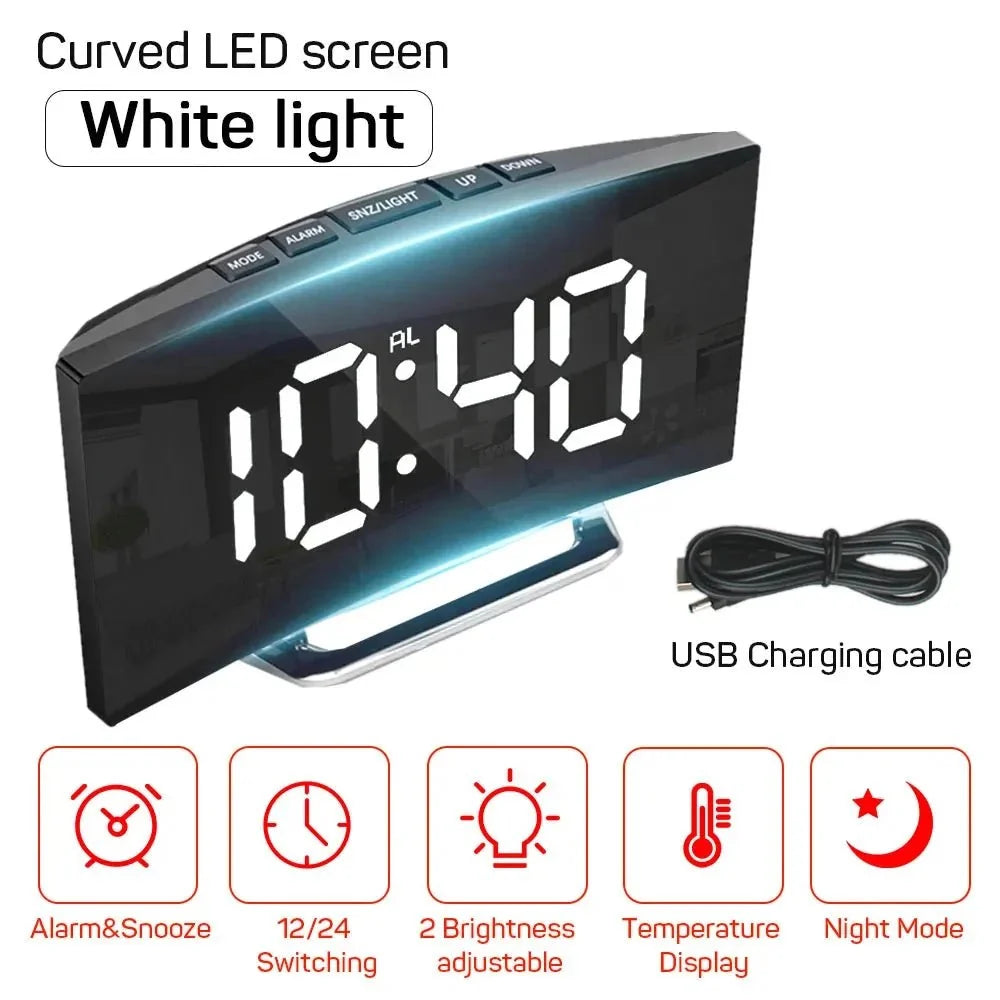 Digital Alarm Clock Large LED Display Silent Operation