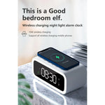 Digital Alarm Clock Qi Wireless Charging Dimmable LED Display