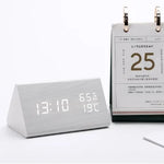 Digital Alarm Clock Wood-Look Voice-Activated Dimmable LED