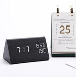 Digital Alarm Clock Wood-Look Voice-Activated Dimmable LED