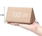 Digital Alarm Clock Wood-Look Voice-Activated Dimmable LED