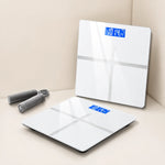Digital Bathroom Scale USB Rechargeable Blue Backlit Tempered Glass