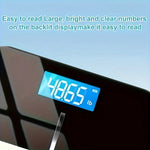 Digital Bathroom Scale USB Rechargeable Blue Backlit Tempered Glass
