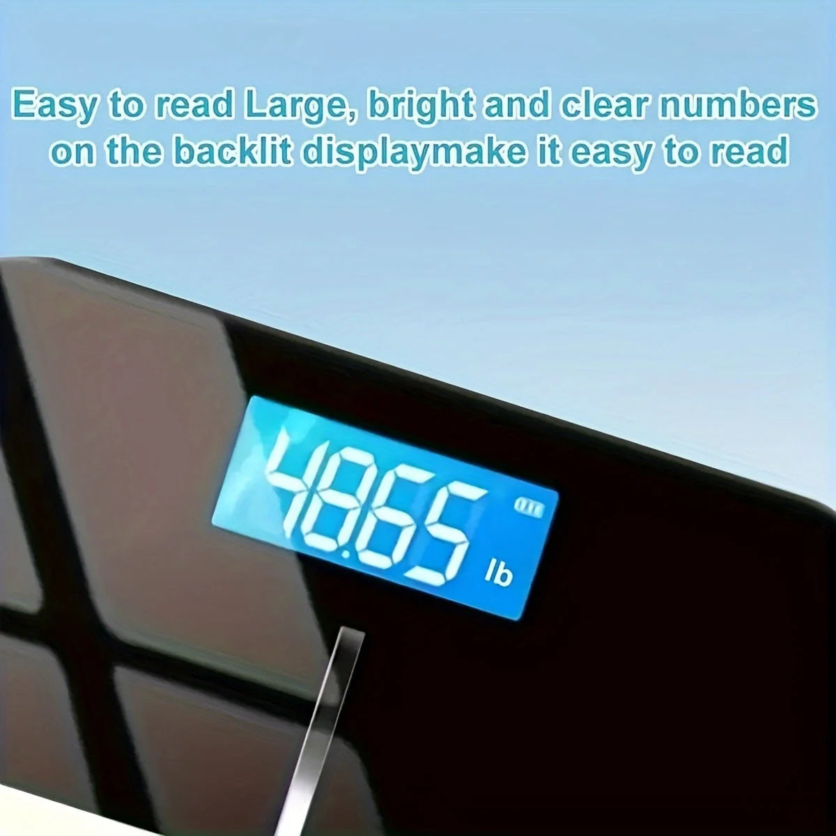 Digital Bathroom Scale USB Rechargeable Blue Backlit Tempered Glass