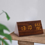 Digital Clock Wood-Look LED Time & Temperature Adjustable Brightness