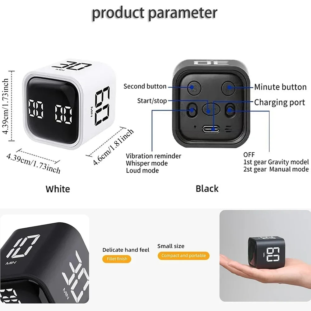 Digital Cube Timer Turn To Start Preset Intervals