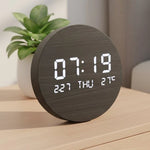 Digital Desk Clock LED Display Compact 7.7-Inch Scandinavian Design
