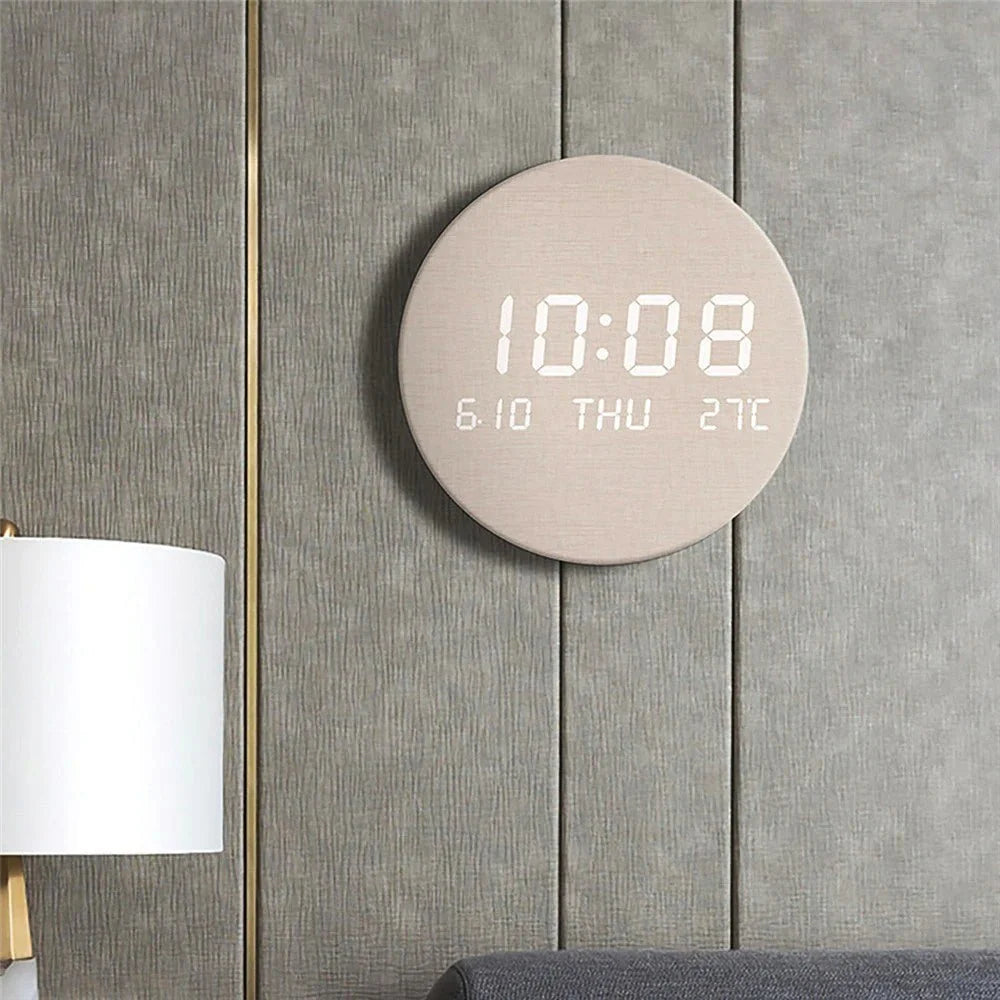 Digital Desk Clock LED Display Compact 7.7-Inch Scandinavian Design
