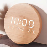 Digital Desk Clock LED Display Compact 7.7-Inch Scandinavian Design