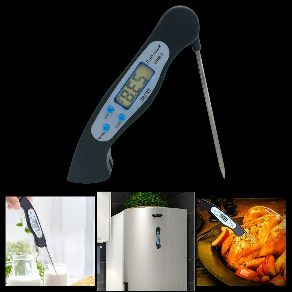 Digital Food Thermometer Instant-Read Foldable Stainless Steel Probe