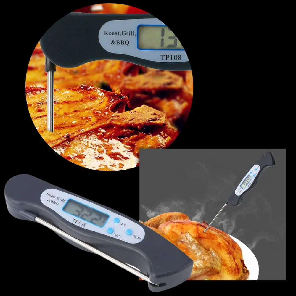 Digital Food Thermometer Instant-Read Foldable Stainless Steel Probe