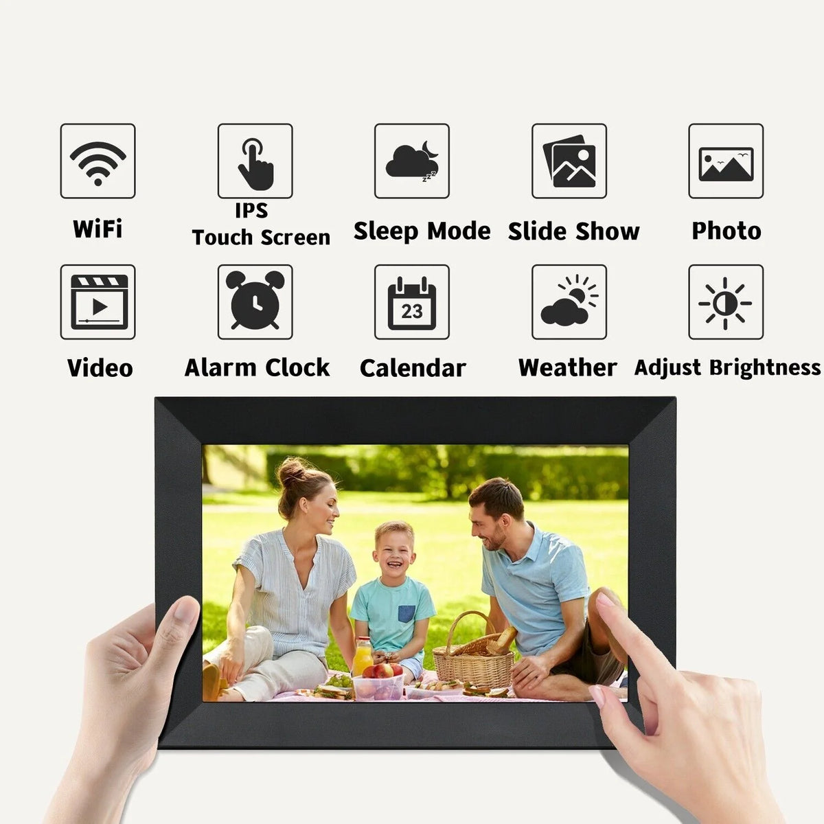 Digital Photo Frame 10.1in IPS Touchscreen WiFi & 16GB