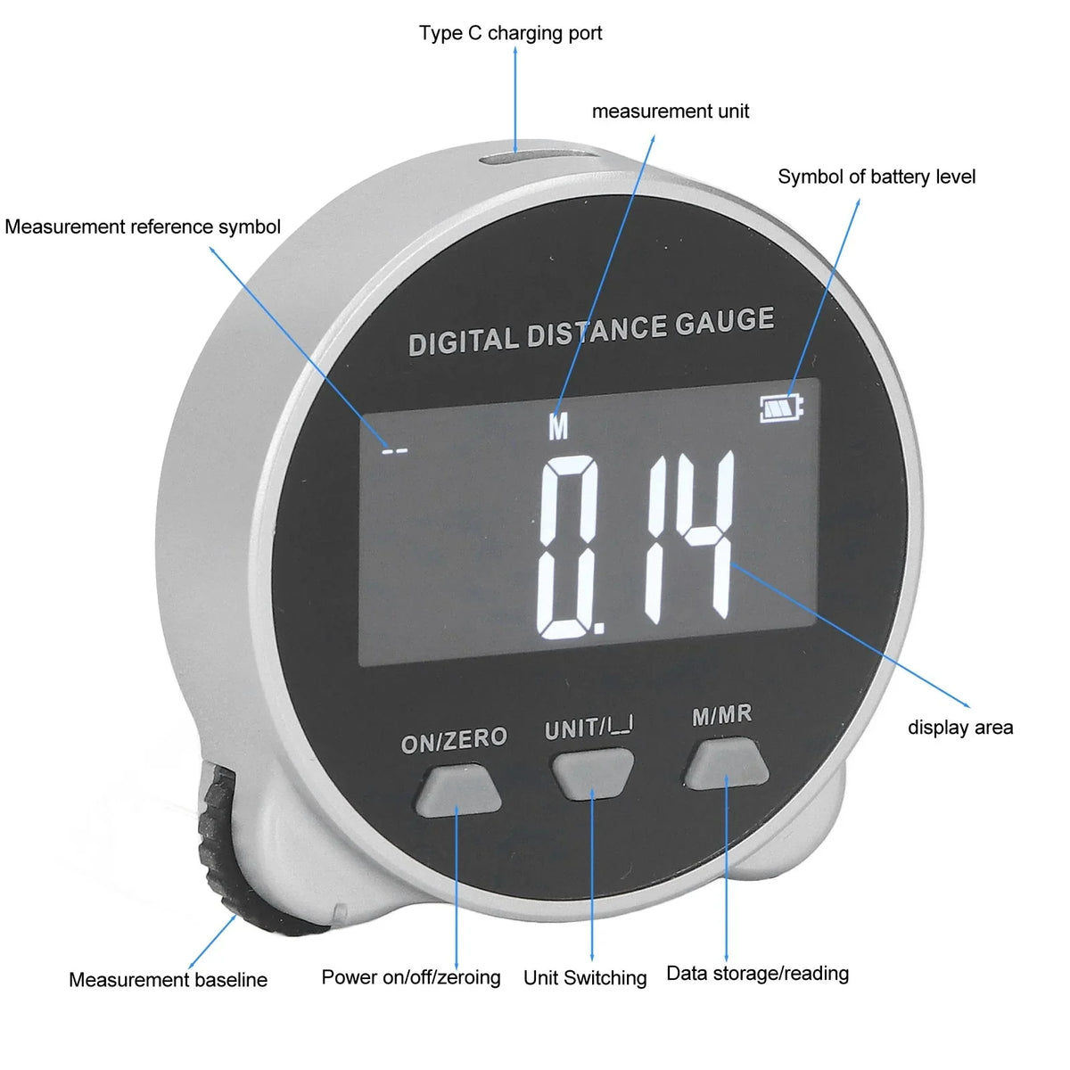 Digital Tape Measure LCD Display 656 Ft Range