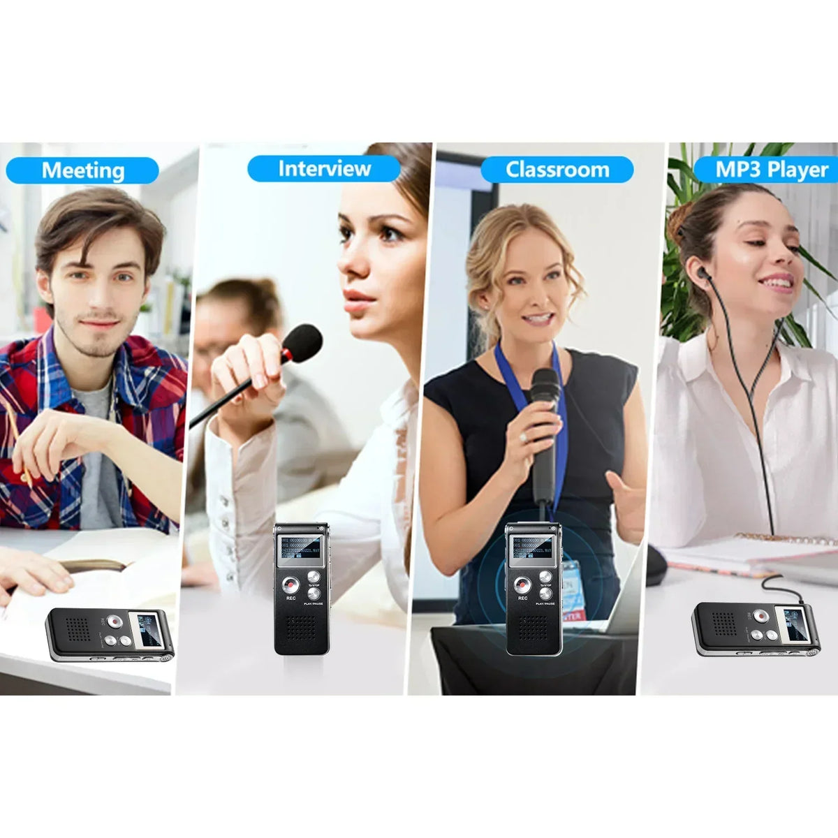 Digital Voice Recorder Voice-Activated WAV Recording Built-In Storage