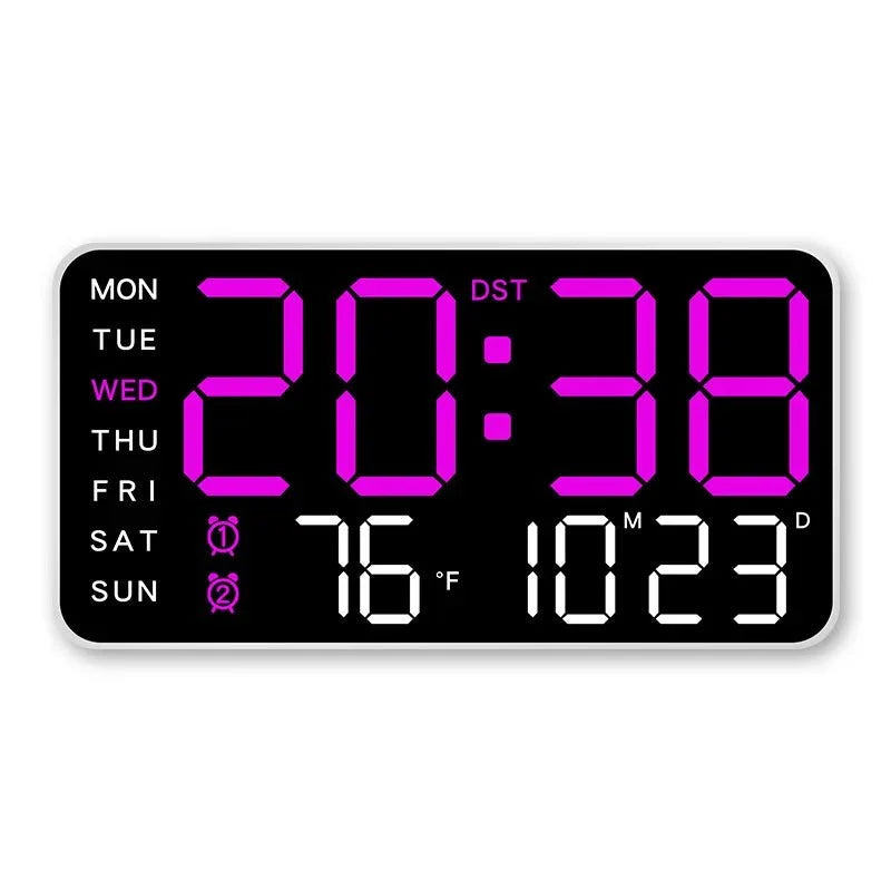 Digital Wall Clock Remote Control Dual Alarm