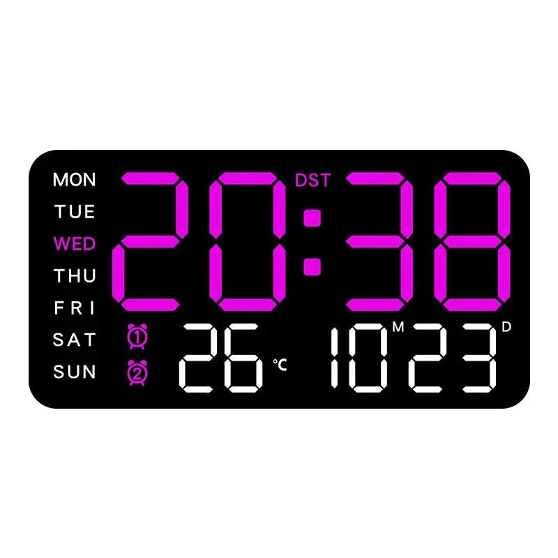 Digital Wall Clock Remote Control Dual Alarm