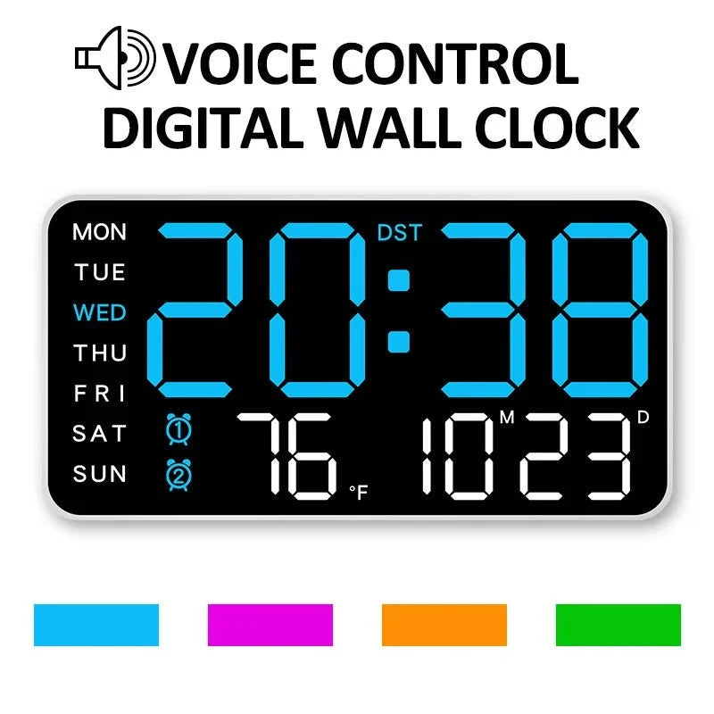 Digital Wall Clock Remote Control Dual Alarm