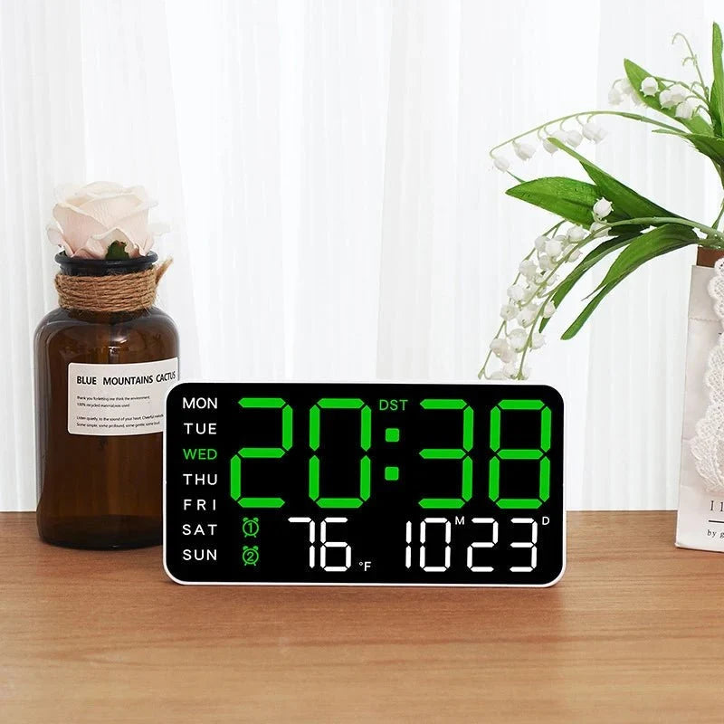 Digital Wall Clock Remote Control Dual Alarm
