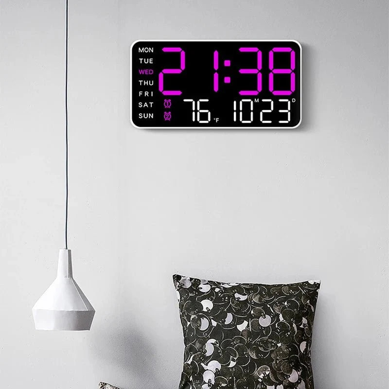Digital Wall Clock Remote Control Dual Alarm