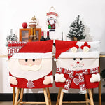 Dining Chair Cover Festive Reindeer & Snowman Machine Washable
