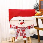 Dining Chair Cover Festive Reindeer & Snowman Machine Washable