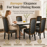 Dining Chair Covers Stretch Fit Washable Baroque Print Gold Accents