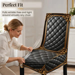 Dining Chair Covers Stretch Fit Washable Baroque Print Gold Accents