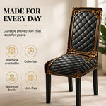 Dining Chair Covers Stretch Fit Washable Baroque Print Gold Accents