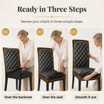 Dining Chair Covers Stretch Fit Washable Baroque Print Gold Accents