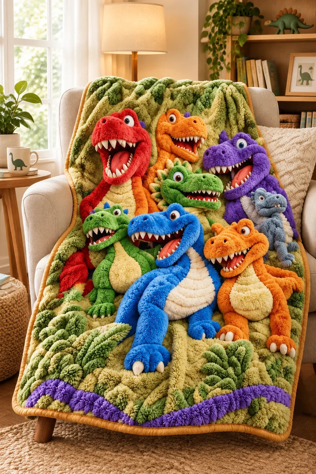 Dinosaur Blanket Ultra-Soft Plush Machine-Washable