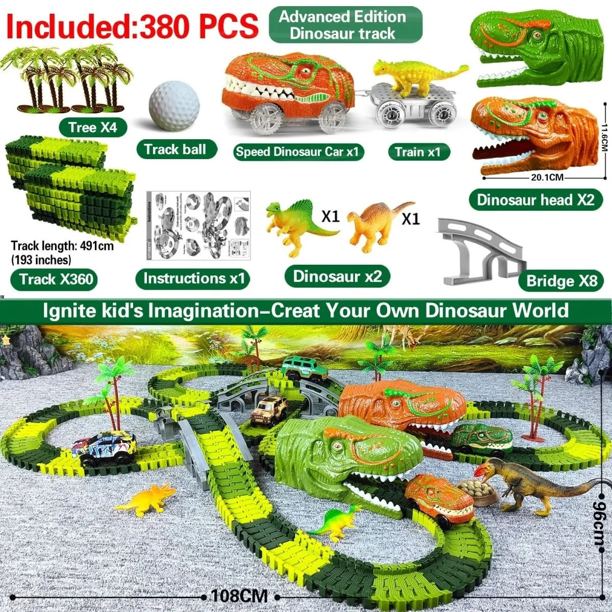 Dinosaur Train Set Interactive Track Playset BPA-Free Plastic