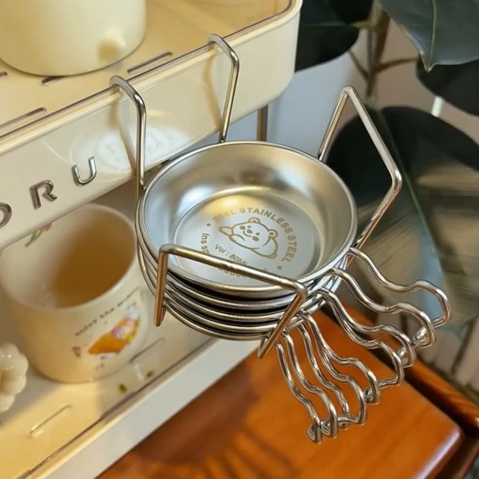 Dipping Bowls Stainless Steel Stackable Set of 5 with Storage Rack