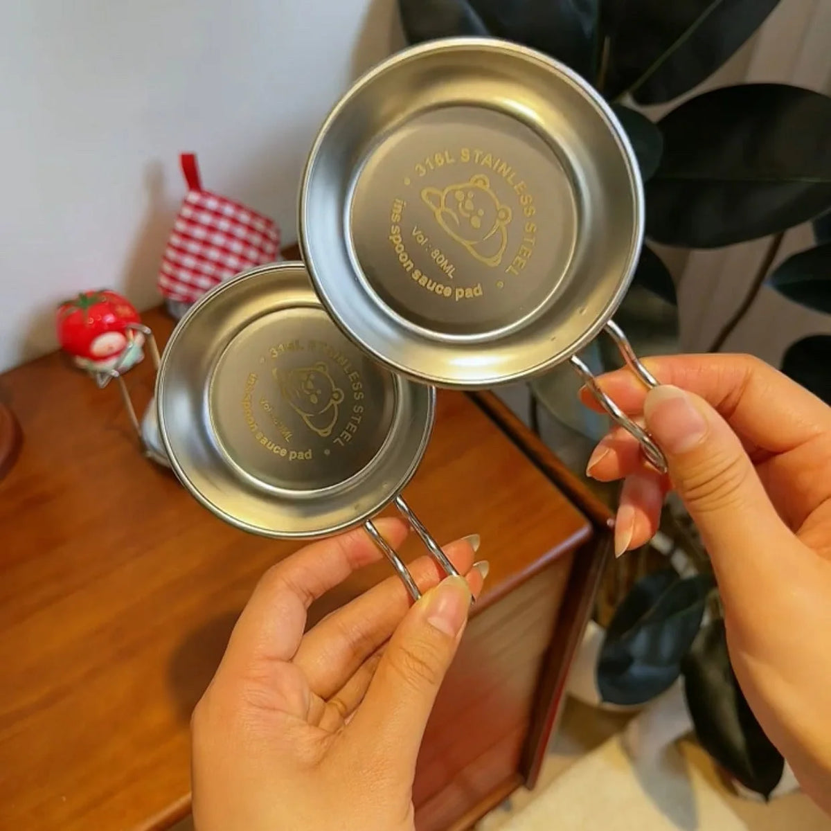 Dipping Bowls Stainless Steel Stackable Set of 5 with Storage Rack