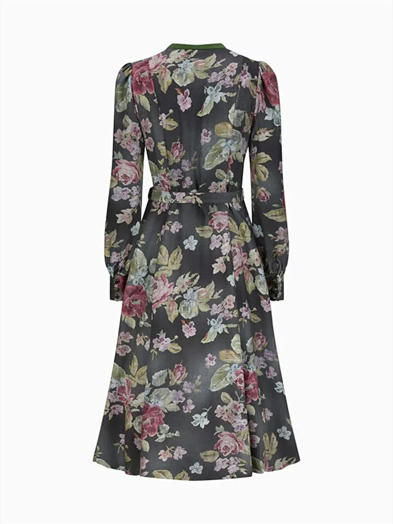 Dirndl Dress Floral Print Pleated Apron Included
