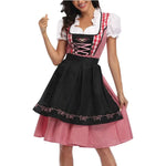 Dirndl Dress Lace-Up Bodice With Apron & Puff Sleeves