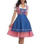 Dirndl Dress Lace-Up Bodice With Apron & Puff Sleeves