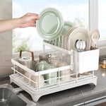 Dish Drainer Stainless Steel Space-Saving Non-Slip Feet