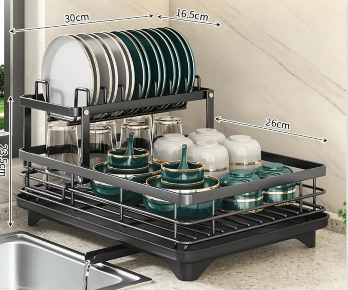 Dish Drainer Stainless Steel Space-Saving Non-Slip Feet