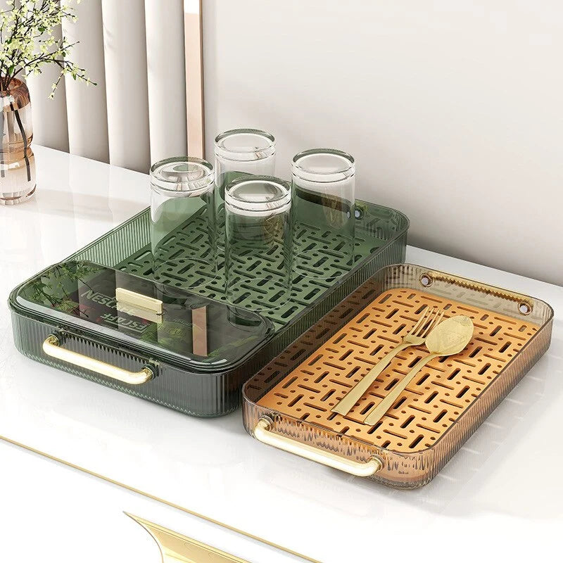 Dish Drainer Tray Dual-Use Serving Plastic Grid