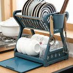 Dish Drainer Two-Tier With Drip Tray & Cutlery Holder