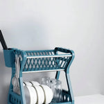 Dish Drainer Two-Tier With Drip Tray & Cutlery Holder