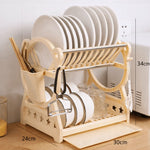 Dish Drainer Two-Tier With Drip Tray & Cutlery Holder