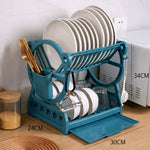 Dish Drainer Two-Tier With Drip Tray & Cutlery Holder