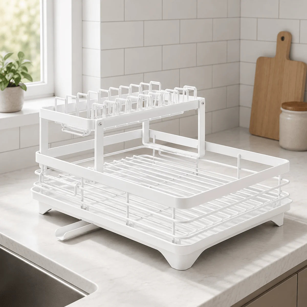 Dish Drying Rack Foldable Stainless Steel Non-Slip Feet
